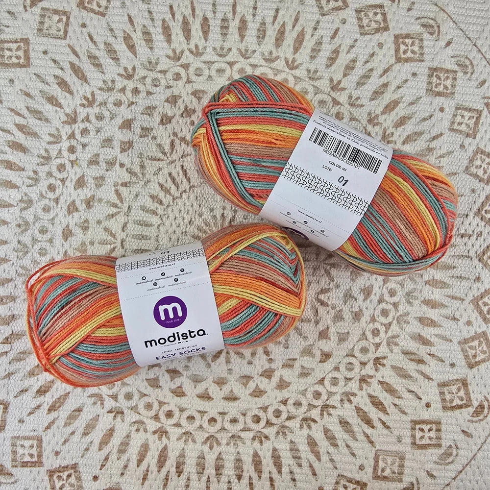Lana Easy Socks de Modista - Color Naranja_Verde_Amarillo_Beige