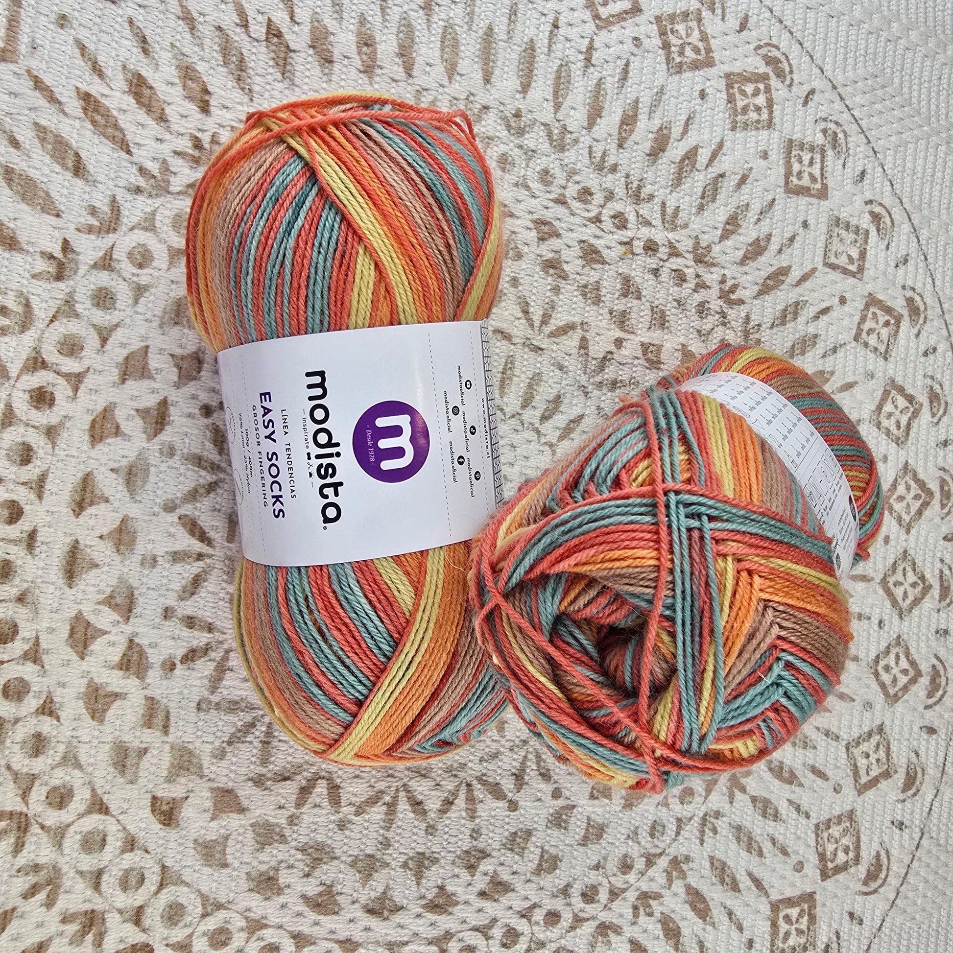 Lana Easy Socks de Modista - Color Naranja_Verde_Amarillo_Beige