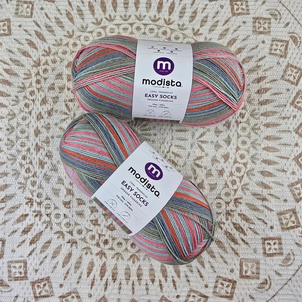 Lana Easy Socks de Modista - Color Rosa_Gris_Coral
