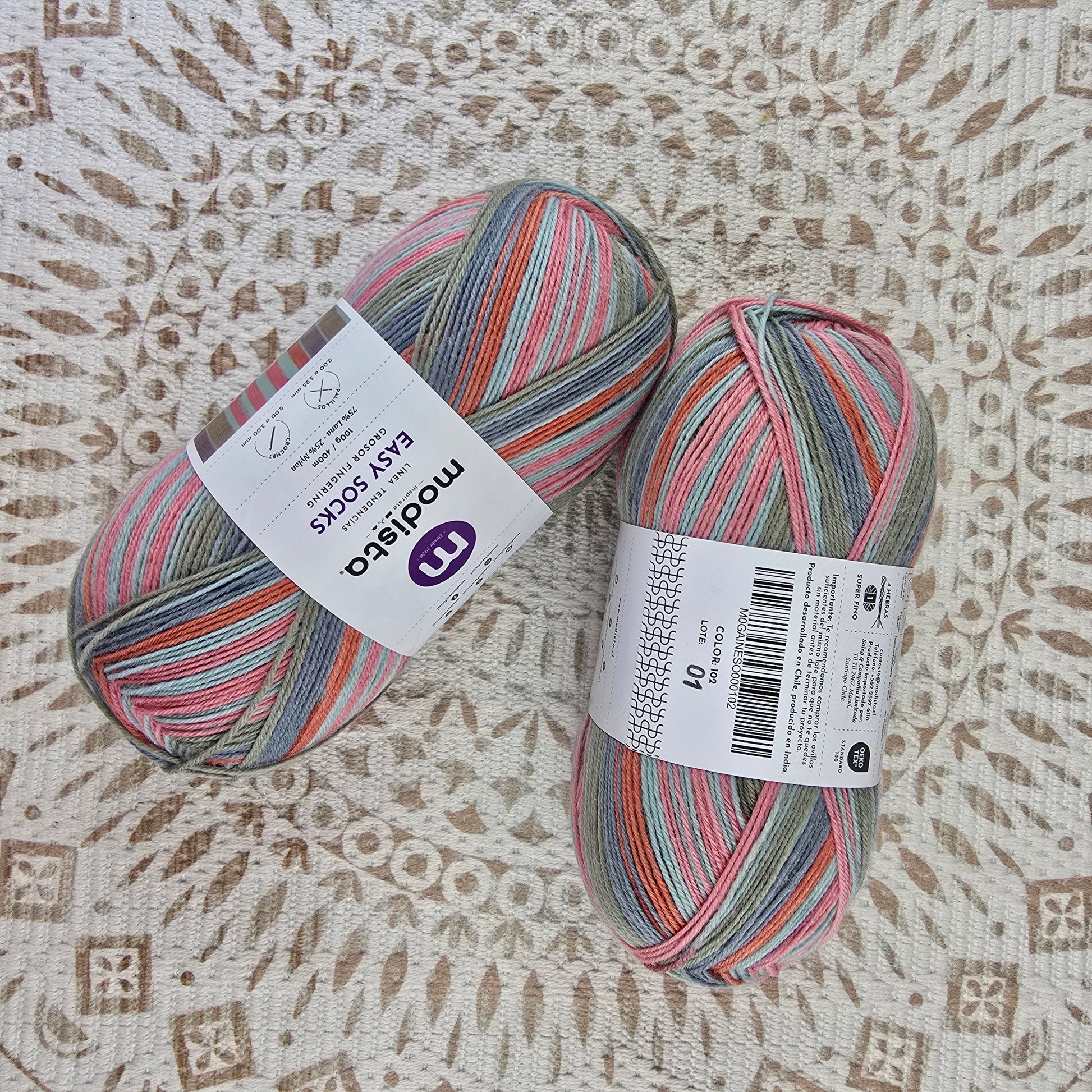 Lana Easy Socks de Modista - Color Rosa_Gris_Coral