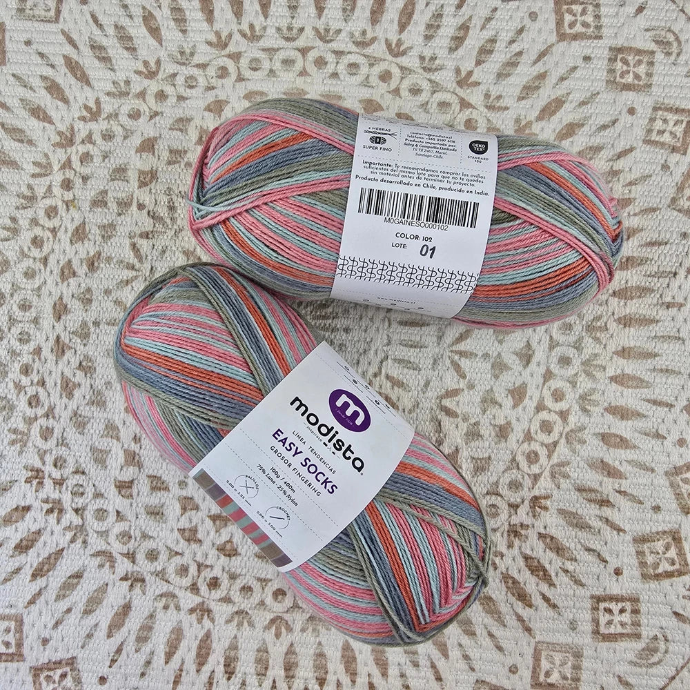Lana Easy Socks de Modista - Color Rosa_Gris_Coral