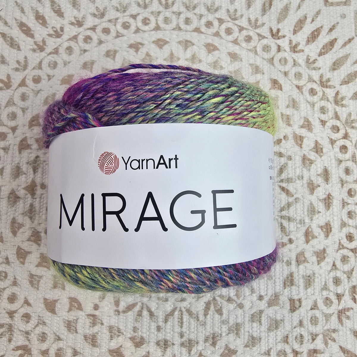 Mirage de YarnArt – Ovillo Fine 150g 500m – 20% Lana 80% Acrílico - Color Morado_Verde