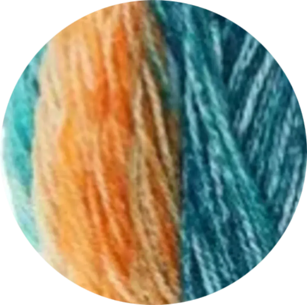 Ovillo de lana acrílica para bebé en tonos naranja y azul turquesa, suave e hipoalergénico