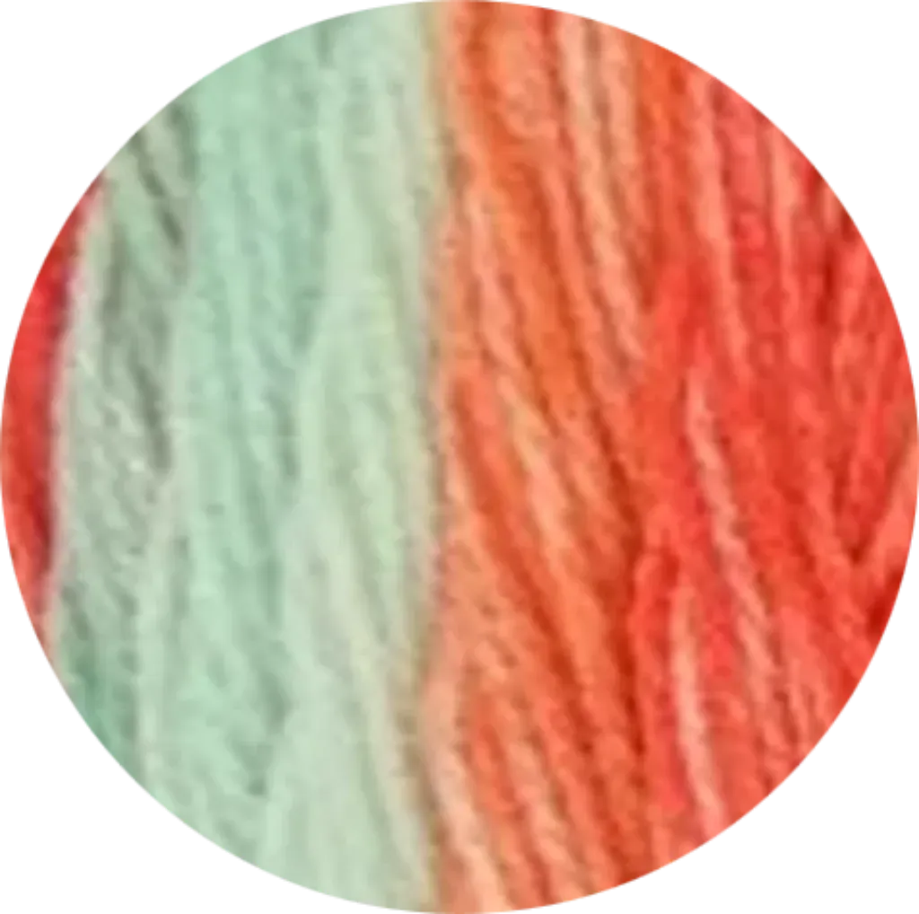 Hilo 100% acrílico suave para bebé en tonos coral y verde menta. Ideal para tejido hipoalergénico.