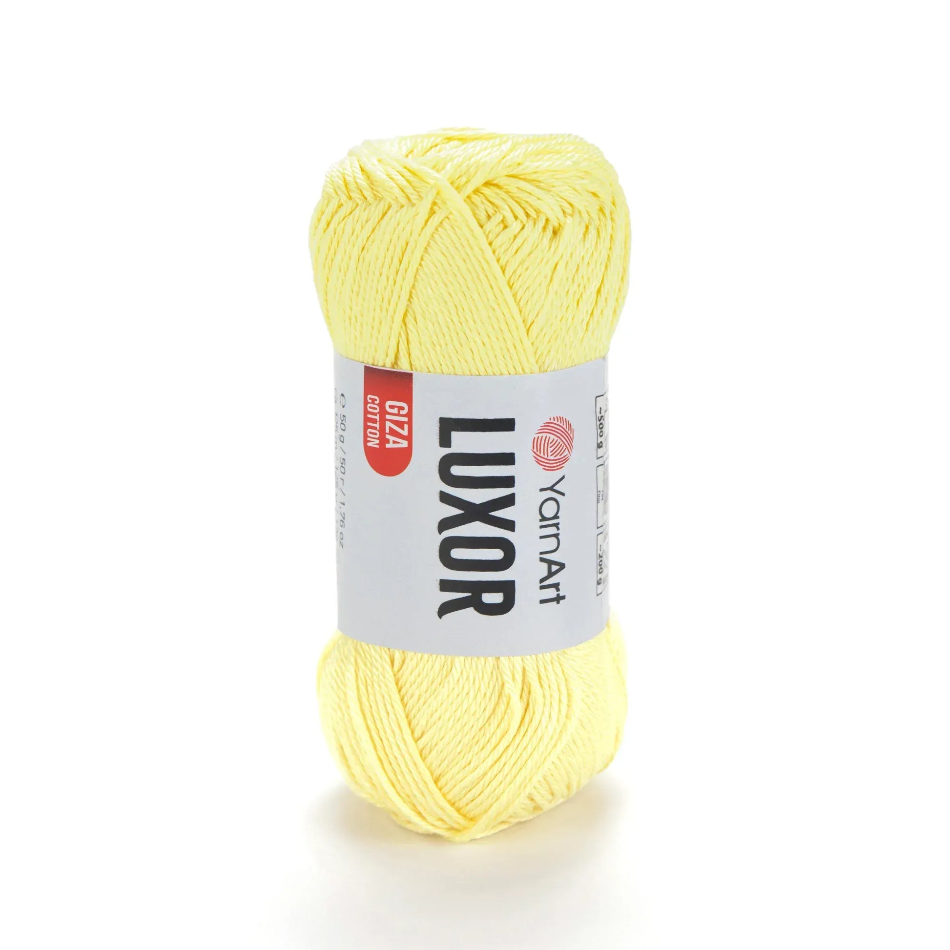 Ovillo de hilo YarnArt Luxor 100% algodón mercerizado color amarillo suave para tejer