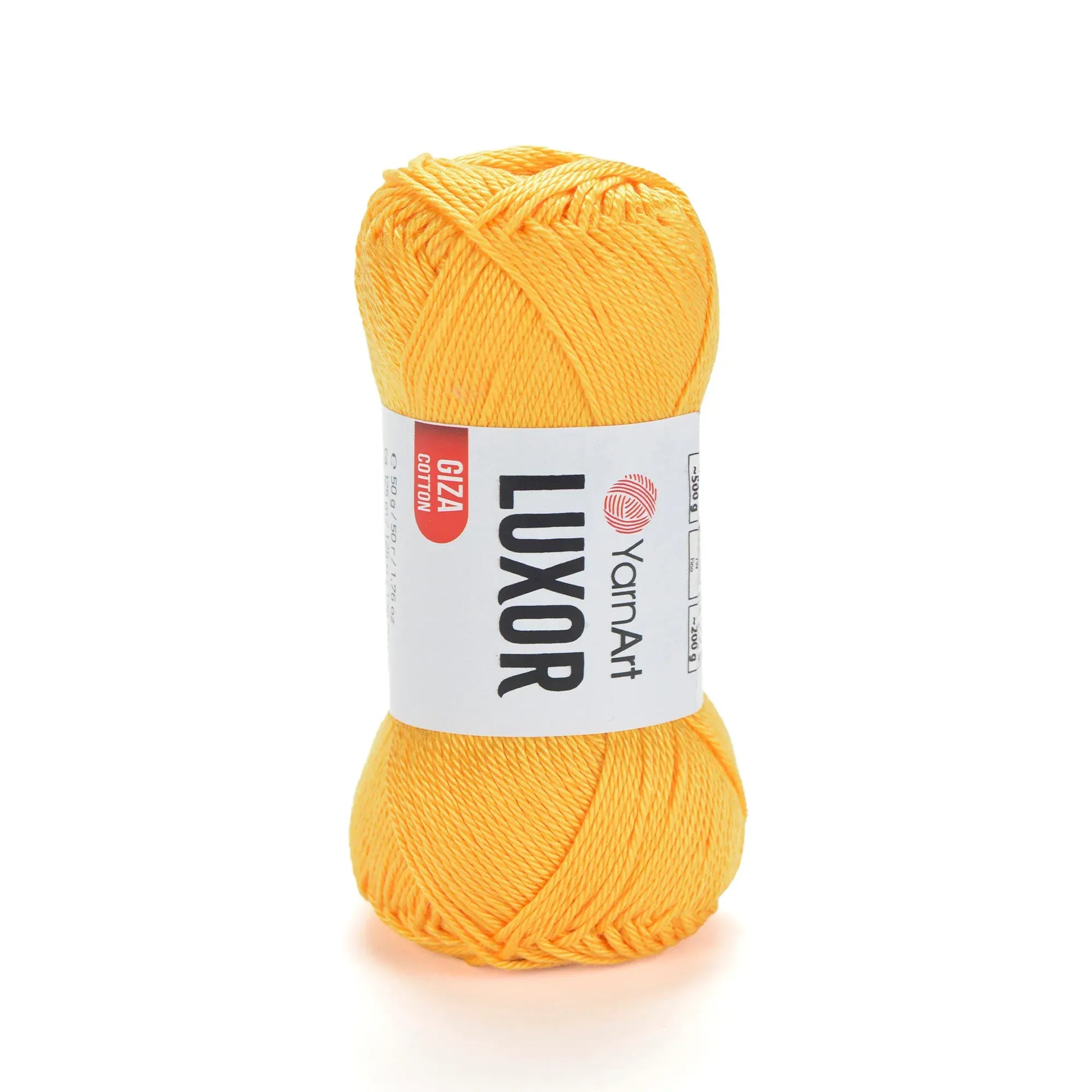 Ovillo de hilo YarnArt Luxor Giza 100% algodón mercerizado color amarillo brillante para tejido a mano.
