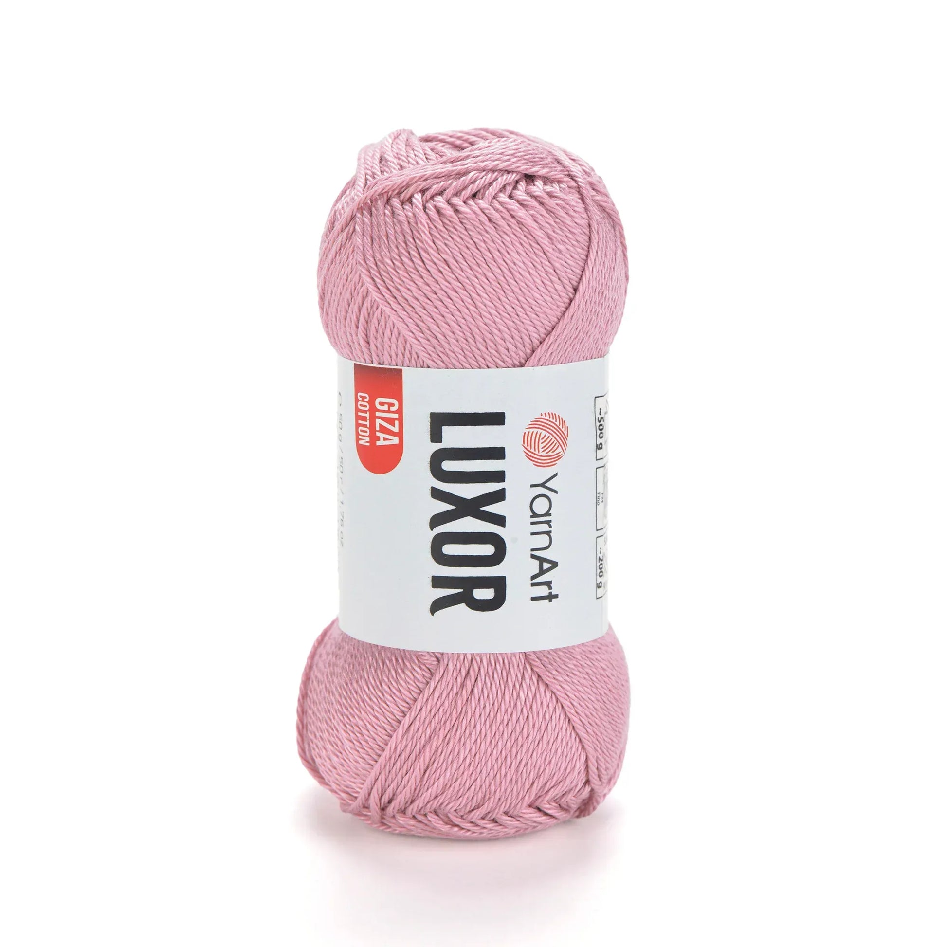 Ovillo de hilo YarnArt Luxor algodon Giza mercerizado color palo rosa, ideal para tejido.