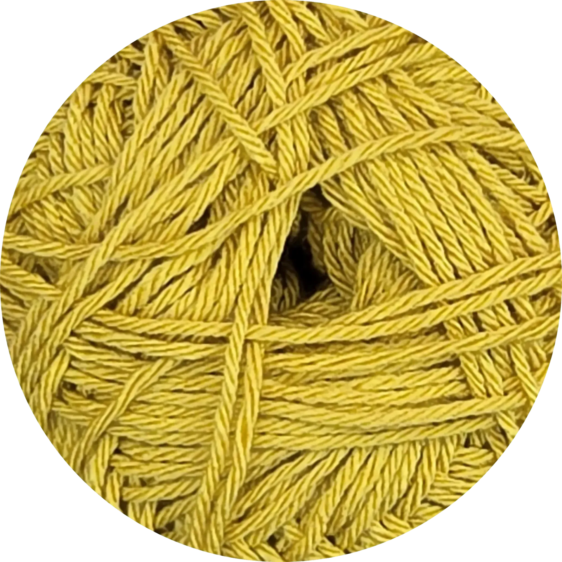 Ovillo de microfibra premium color mostaza, hilo ultra suave ideal para proyectos de tejido de bebé.