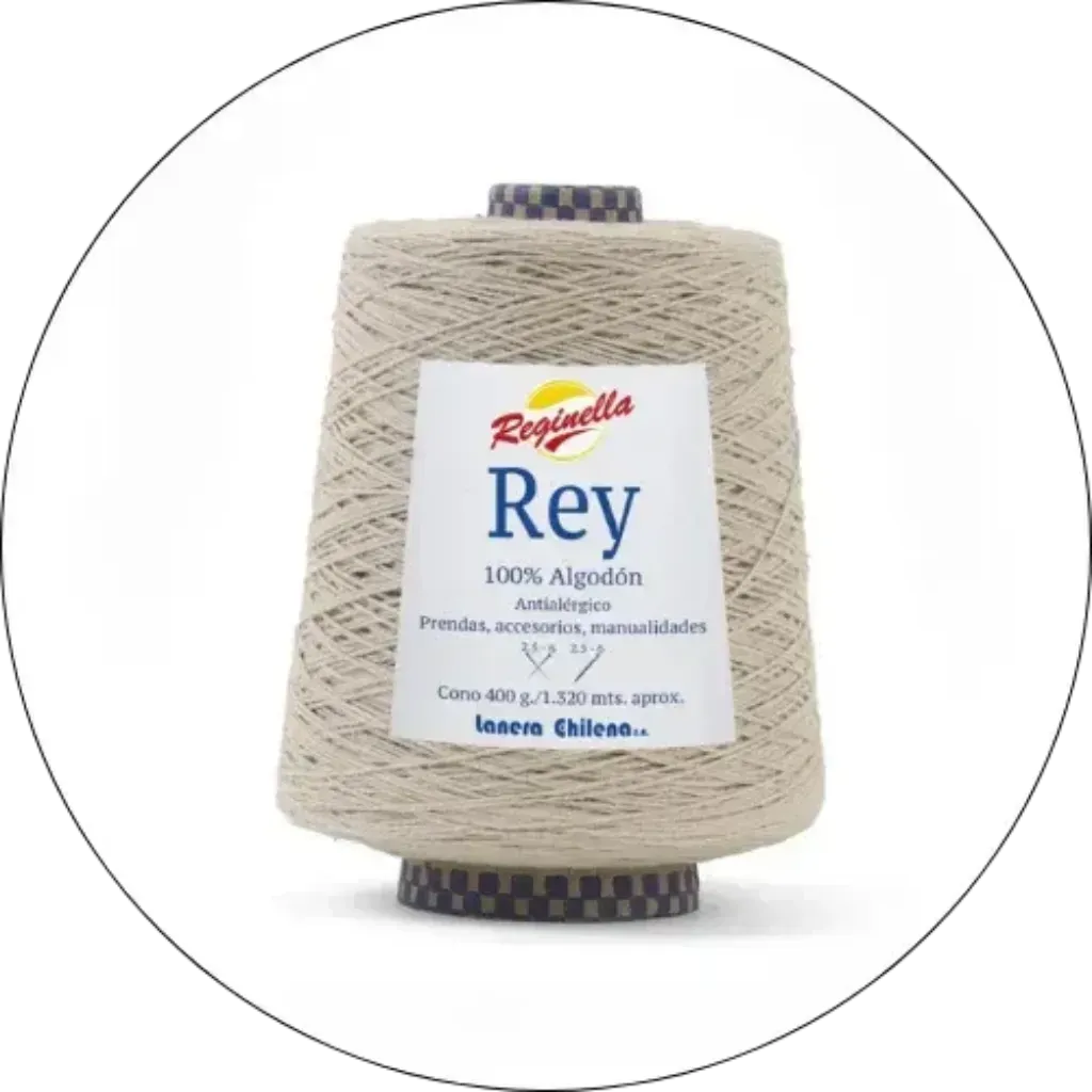 Cono de hilo Reginella Rey 100% algodón natural de 400g para tejer prendas y accesorios, hipoalergenico.