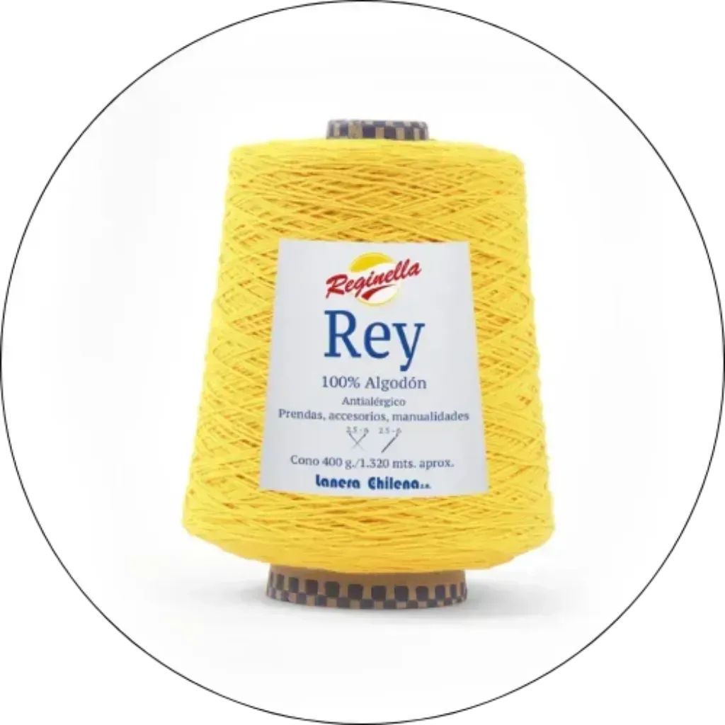 Cono grande de hilo de algodón 100% Reginella Rey de color amarillo brillante, ideal para manualidades y tejidos.