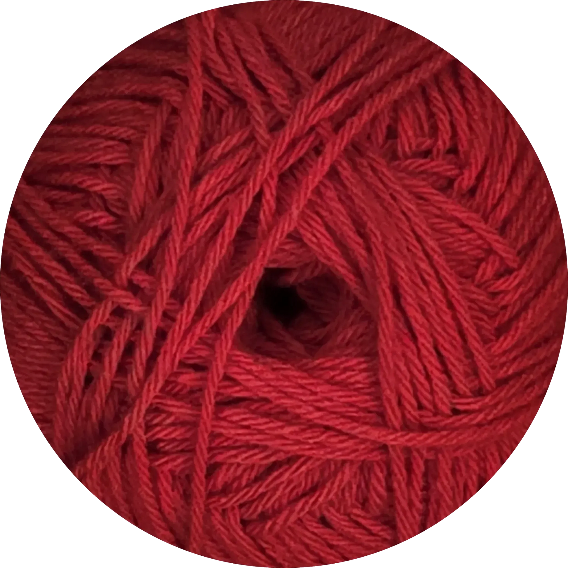 Ovillo de lana de microfibra premium color rojo italiano, ultra suave para tejidos de bebés, detalle de textura.