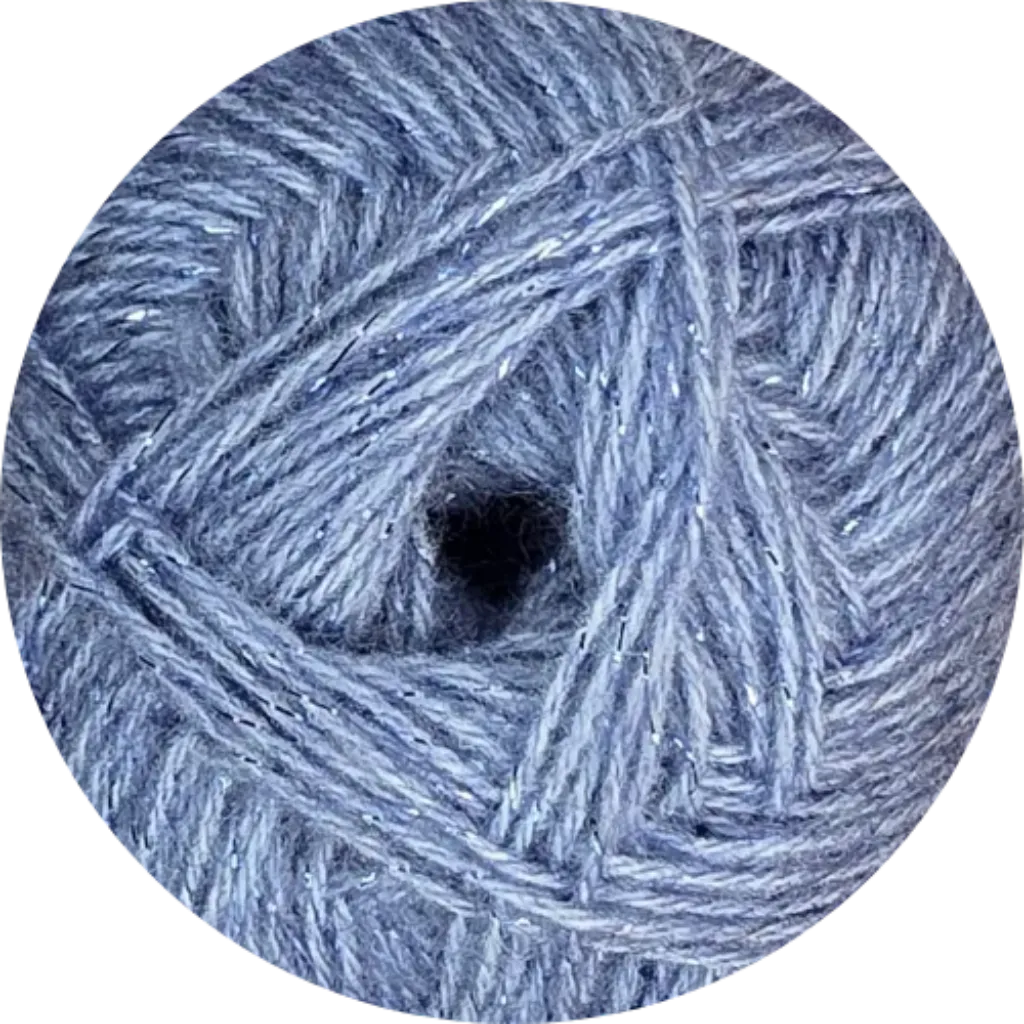 Ovillo de lana brillante Angora Gold Simli de Alize, color azul grisáceo con destellos plateados, mezcla de acrílico y lana.