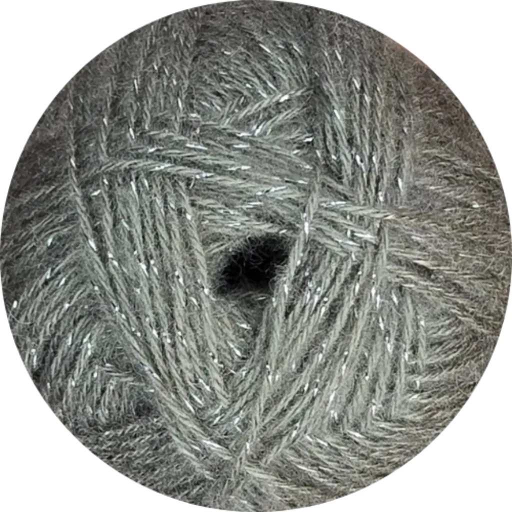 Ovillo de lana Alize Angora Gold Simli gris con hilos plateados brillantes, mezcla acrilico y lana