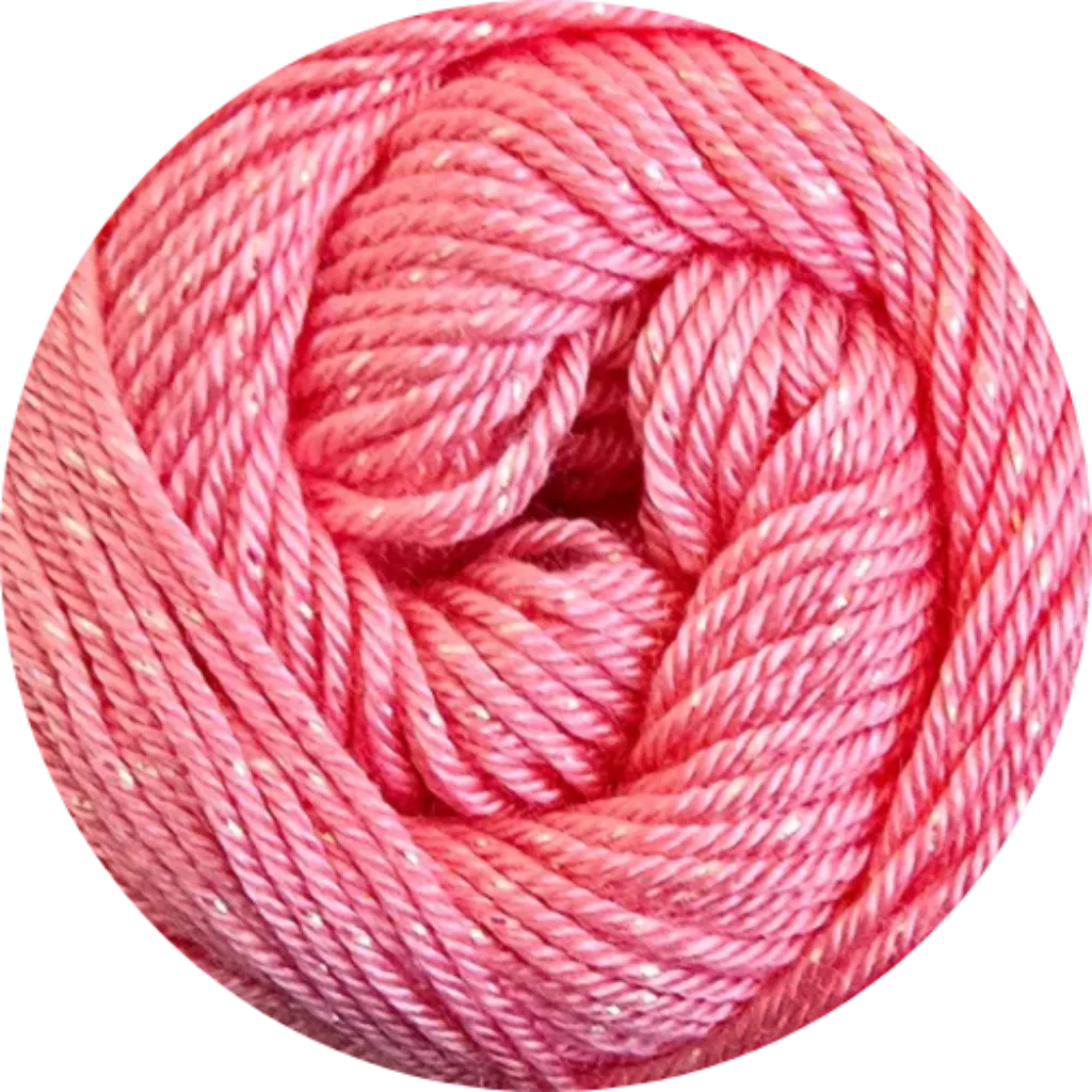 Ovillo de hilo rosa brillante de lujo Kartopu Lotus Lux con destellos, 96% microfibra para tejidos