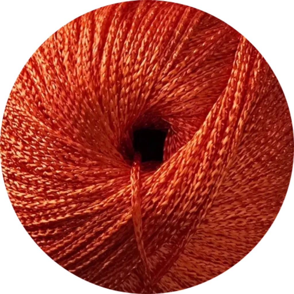 Ovillo de hilado 100% viscosa color naranja intenso con brillo sedoso LHO Morocco, ideal para tejido.