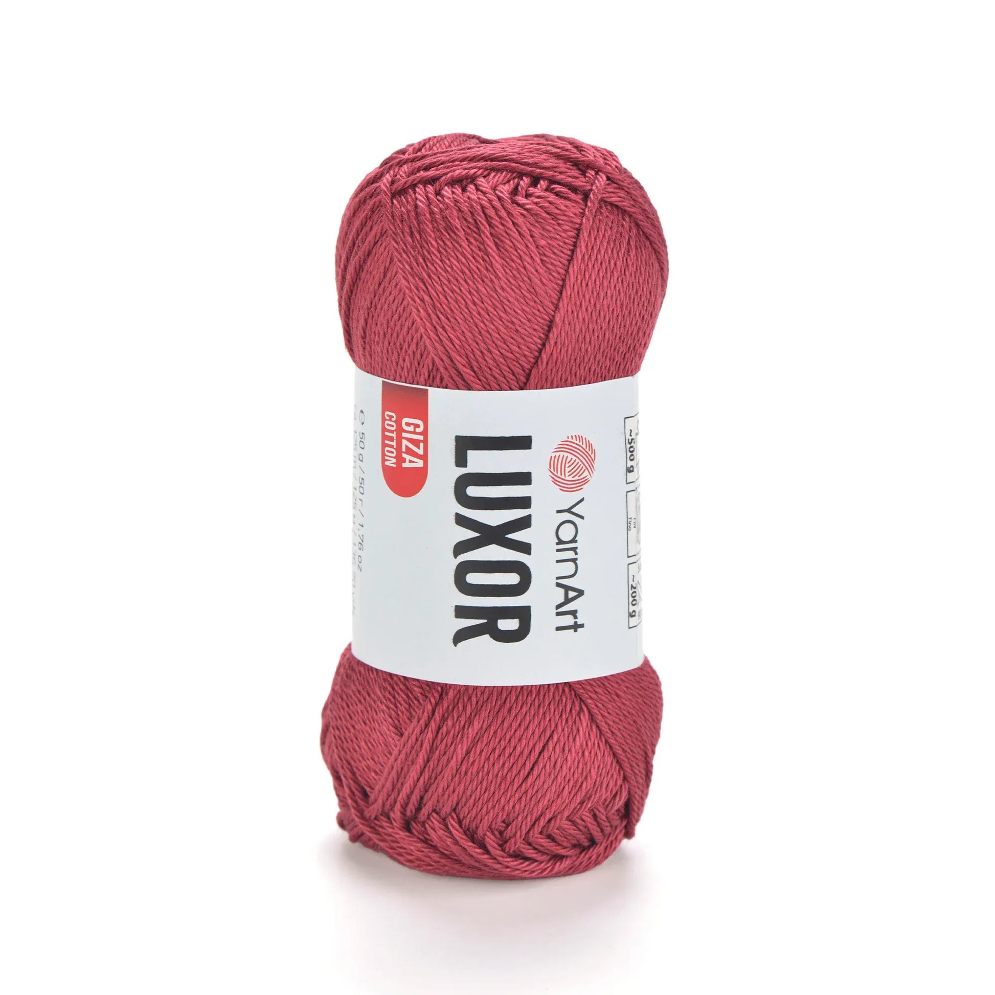 Ovillo de hilo YarnArt Luxor 100% algodón Giza mercerizado, color frambuesa intenso, ideal para tejer prendas frescas.