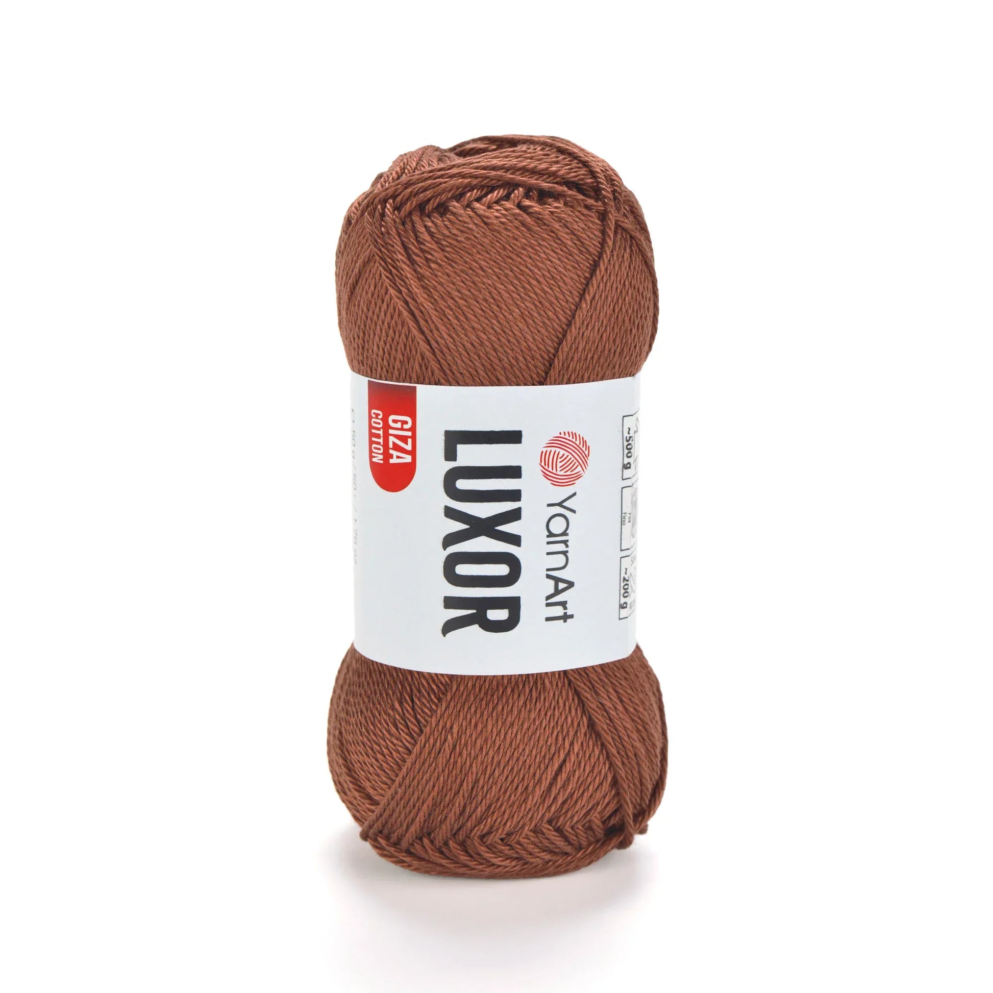 Ovillo de hilo YarnArt Luxor Giza Cotton color terracota. Algodón mercerizado suave para tejer a crochet y palillos.