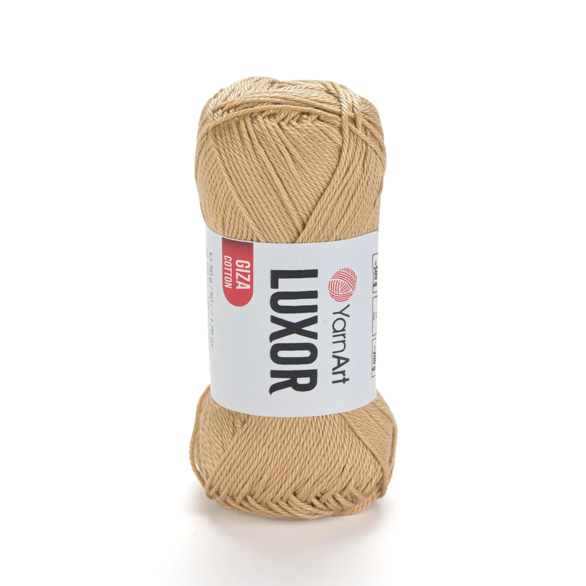 Ovillo de hilo YarnArt Luxor 100% algodón Giza mercerizado color beige, ideal para tejido y crochet.