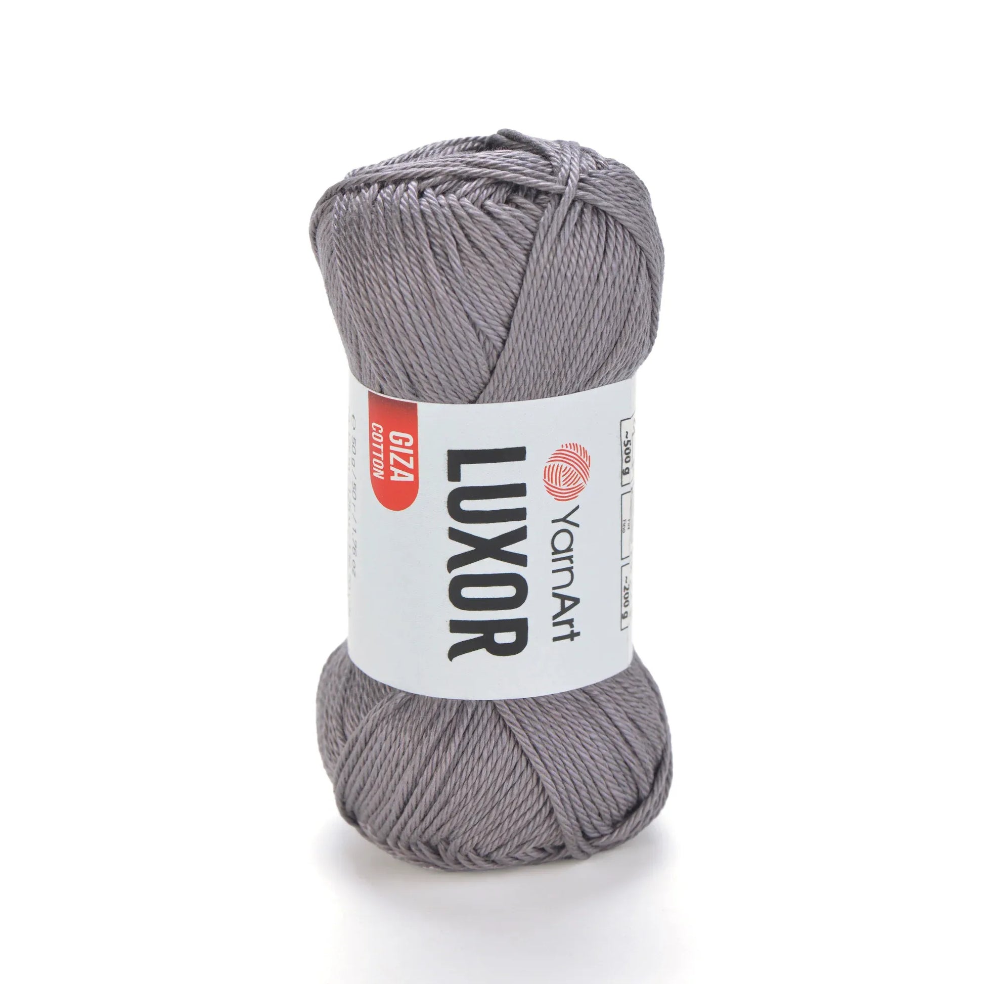 Ovillo de hilo YarnArt Luxor Giza Cotton gris, 100% algodón mercerizado de alta calidad para tejer