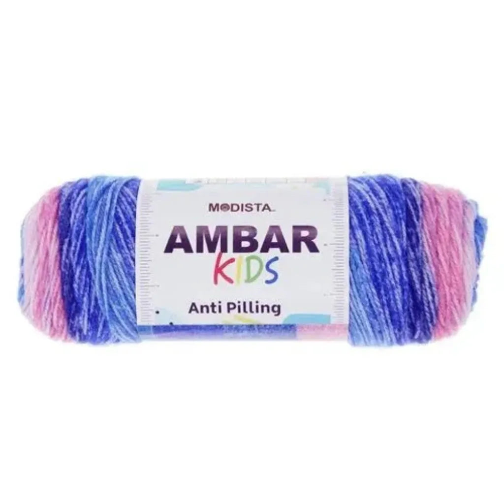 Ovillo lana Modista Ambar Kids multicolor (rosado, azul, celeste) 100% acrilico anti pilling, ideal para bebes