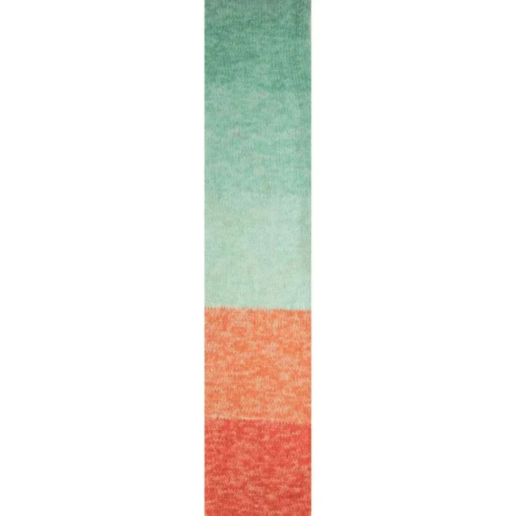 Tira de hilo acrílico 100% hipoalergénico Pack Ámbar Kids con degradado de verde menta a naranja y coral, ideal para bebé.