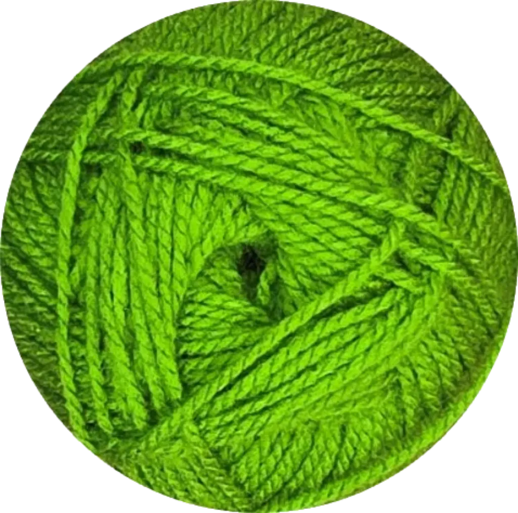 Ovillo de lana acrílica Petunia color verde brillante, 100% antialérgico y suave, ideal para bebés.