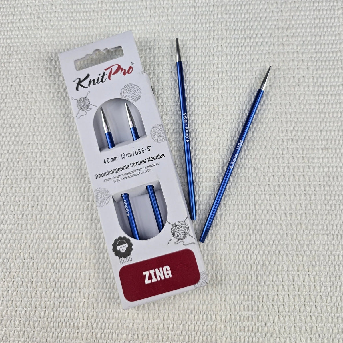 Palillos de Doble Punta Zing de Knit Pro 15 cm – Set de 5 - Color 4.0mm