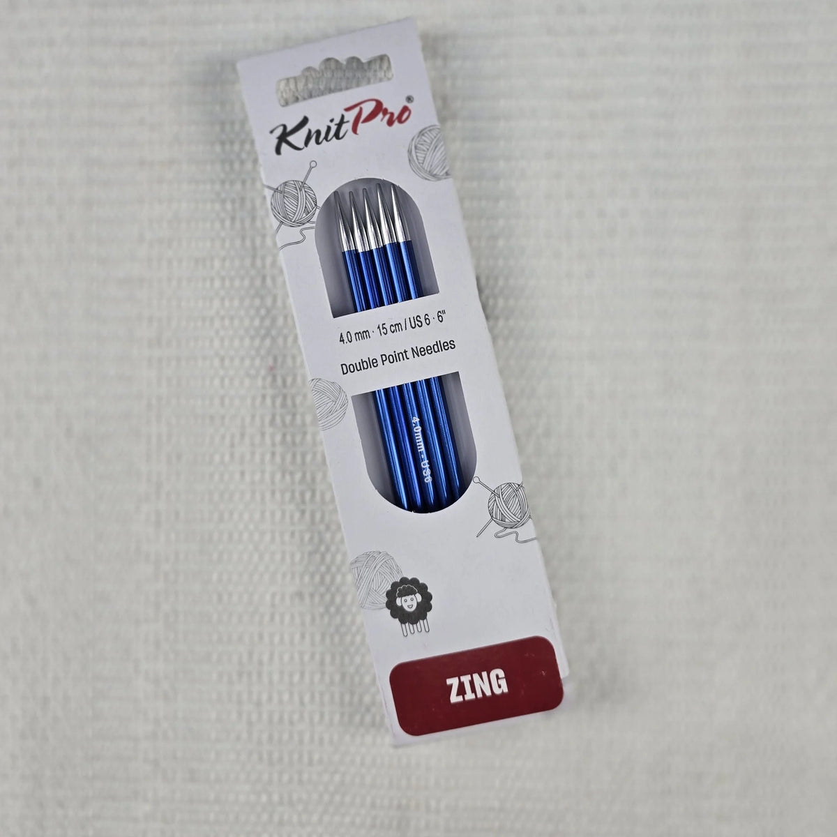 Palillos de Doble Punta Zing de Knit Pro 15 cm – Set de 5 - Color 4.0mm