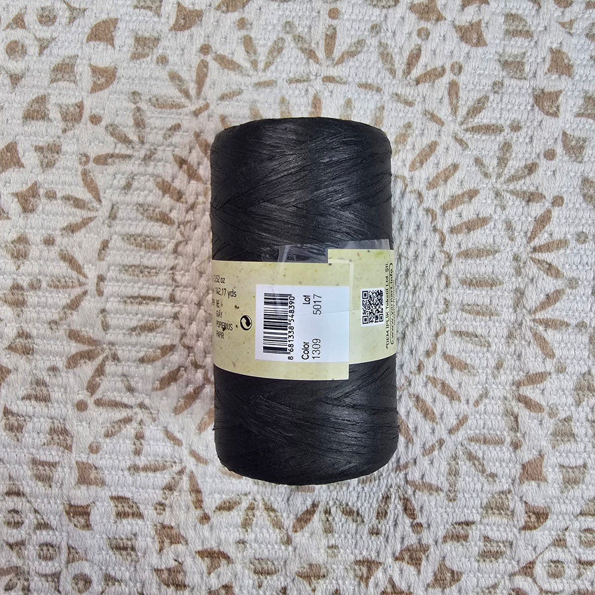 Papiro de YarnArt - 100% Fibra de Papel para Tejer y Manualidades - Color Negro_1309