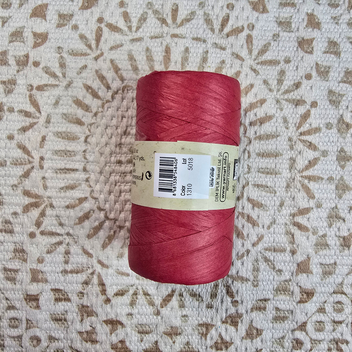 Papiro de YarnArt - 100% Fibra de Papel para Tejer y Manualidades - Color Rojo_1310