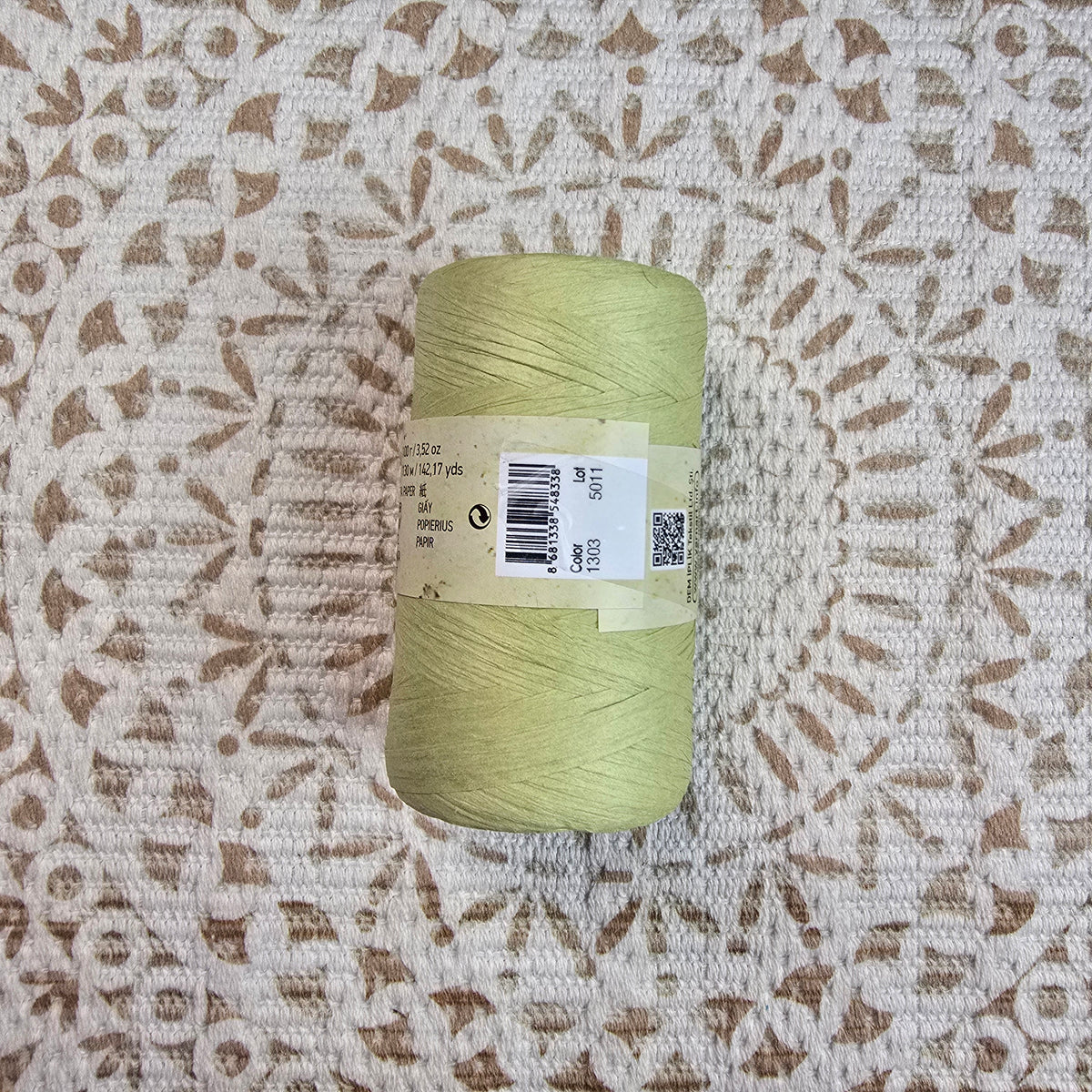 Papiro de YarnArt - 100% Fibra de Papel para Tejer y Manualidades - Color Verde_Limon_1303