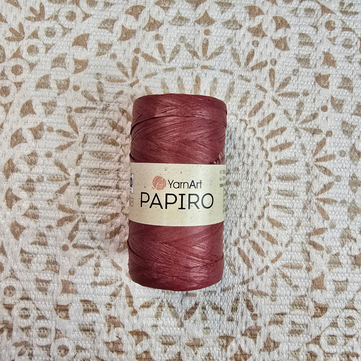 Papiro de YarnArt - 100% Fibra de Papel para Tejer y Manualidades - Color Vino_1320