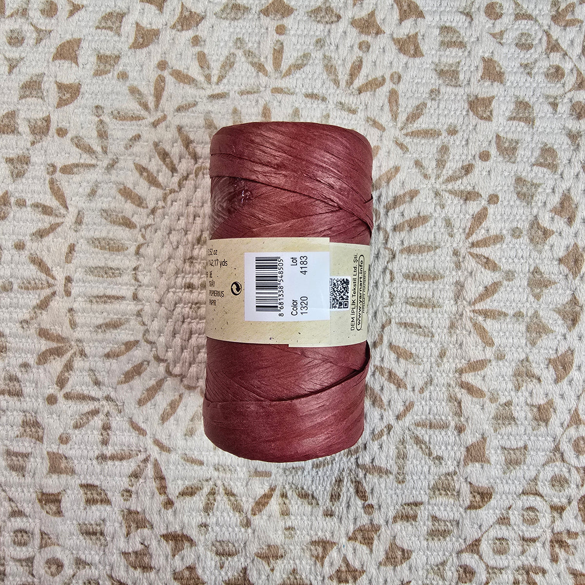 Papiro de YarnArt - 100% Fibra de Papel para Tejer y Manualidades - Color Vino_1320