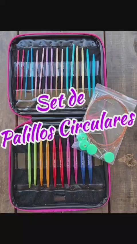 Set de palillos circulares intercambiables de aluminio