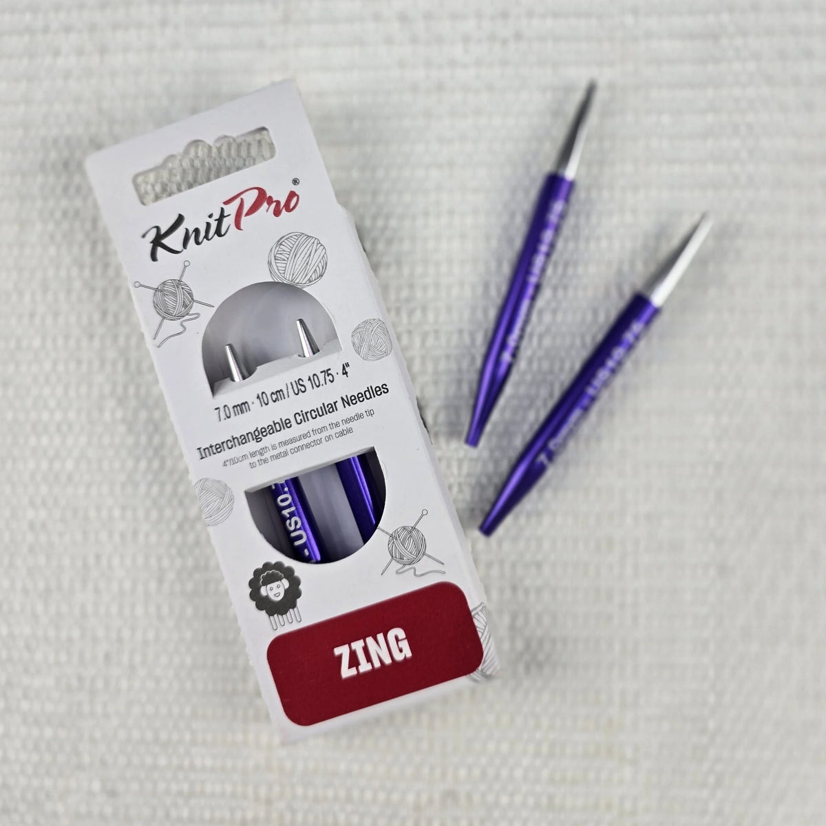 Palillos Intercambiables Zing de Knit Pro 10 cm – Cortos para Gorros y Mangas - Color 7.0mm