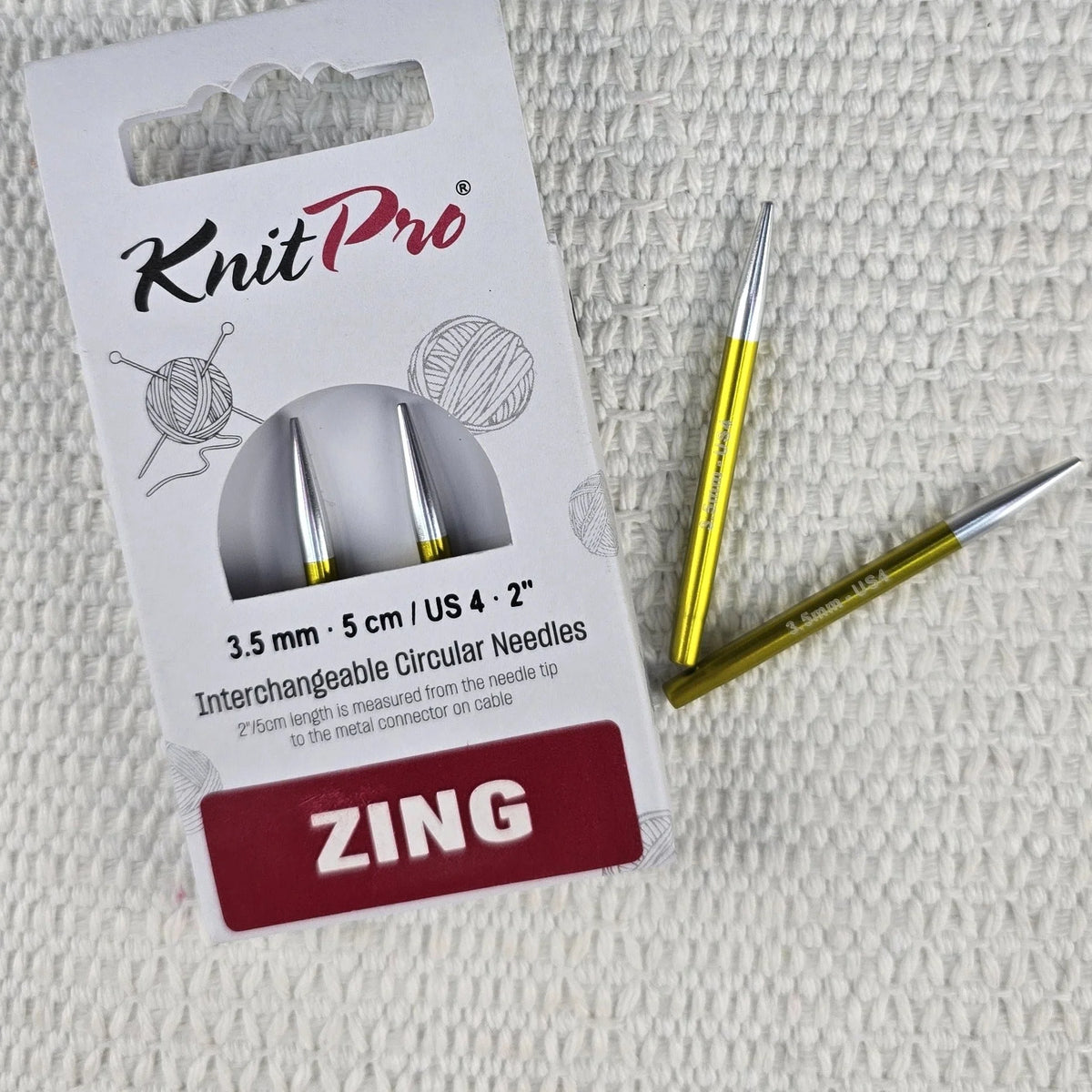 Palillos Intercambiables Zing de Knit Pro 5 cm – Extra Cortos (Mini) - Color 3.5mm