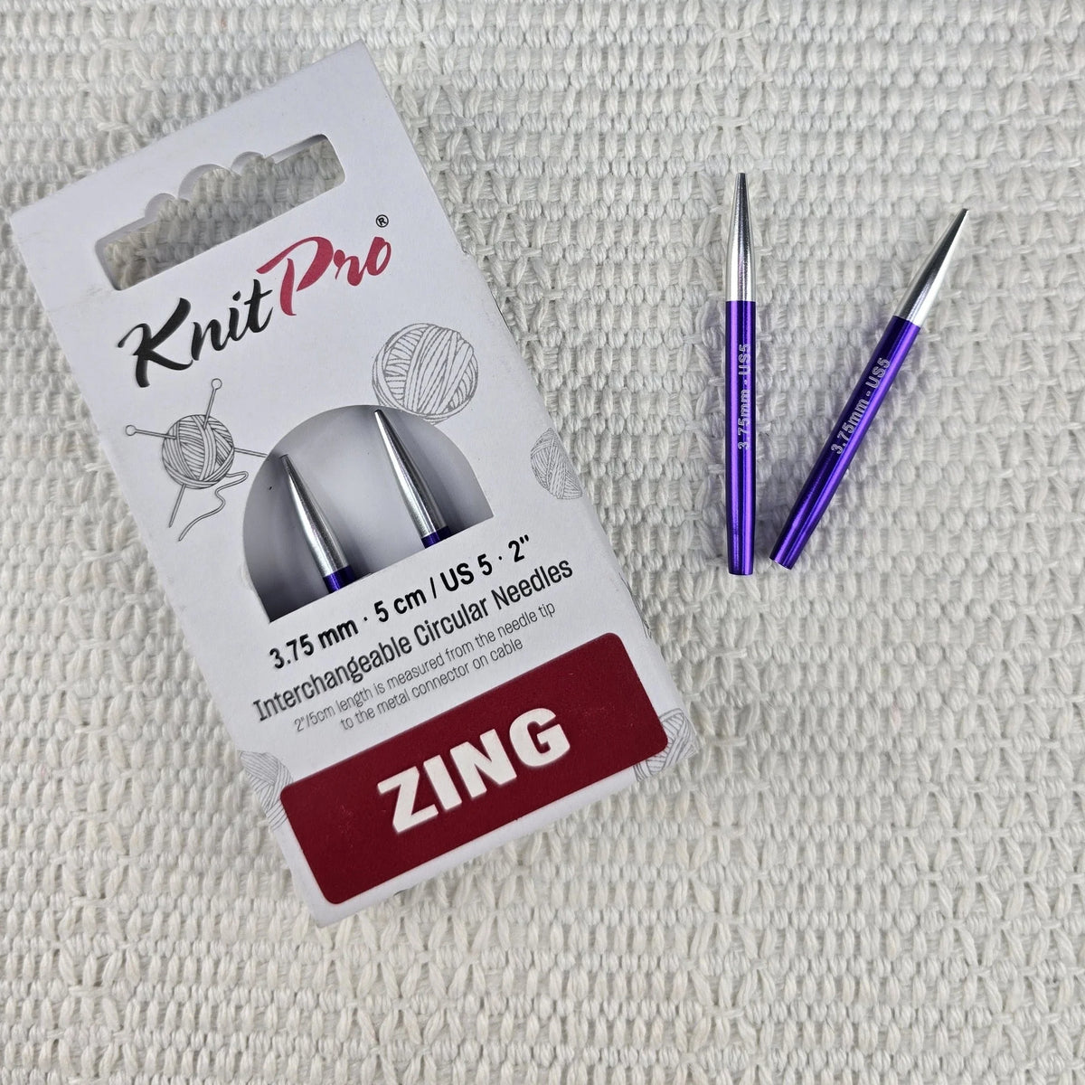Palillos Intercambiables Zing de Knit Pro 5 cm – Extra Cortos (Mini) - Color 3.75mm
