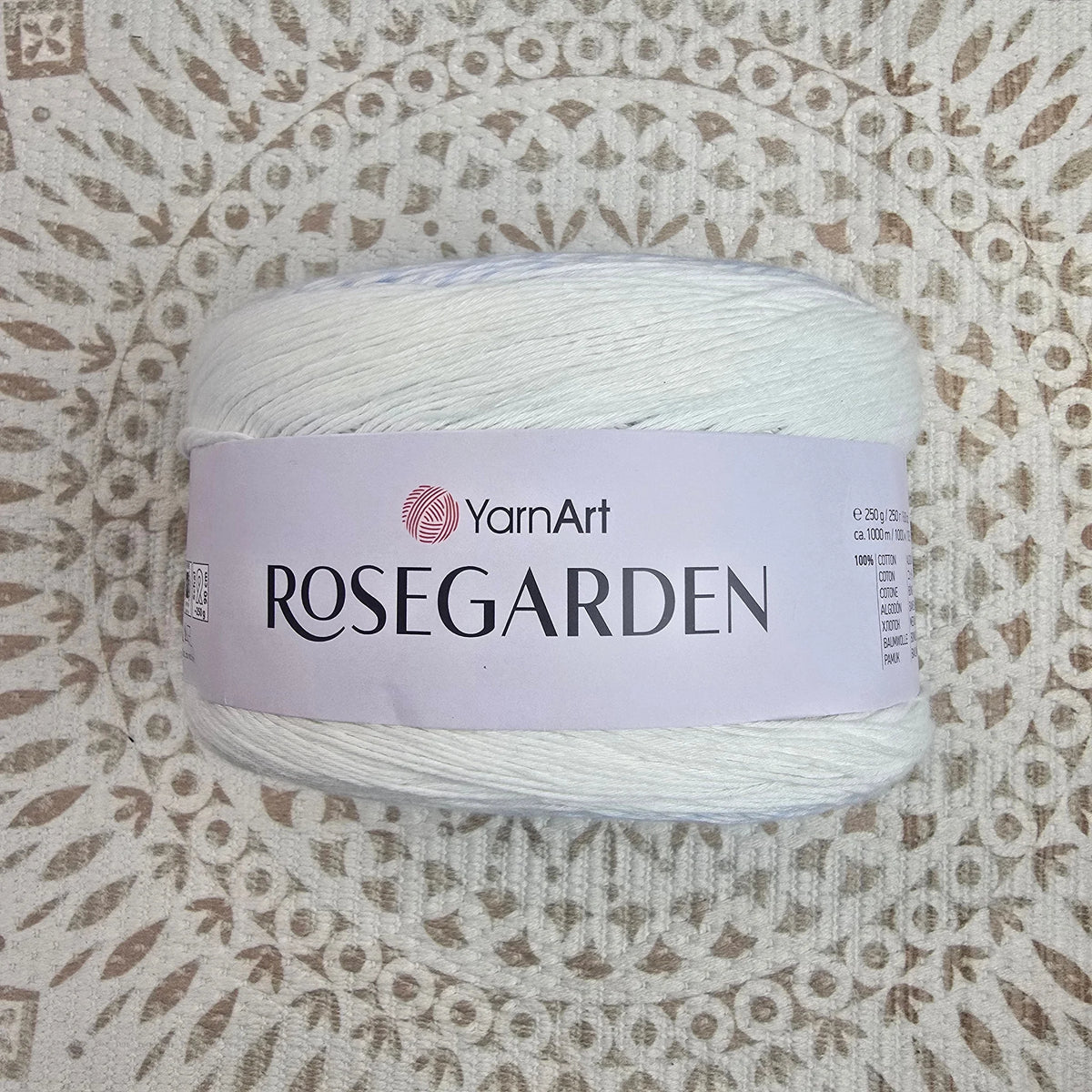 Rosegarden de YarnArt – Ovillo Degradé Lento 250g – 100% Algodón - Color Blanco