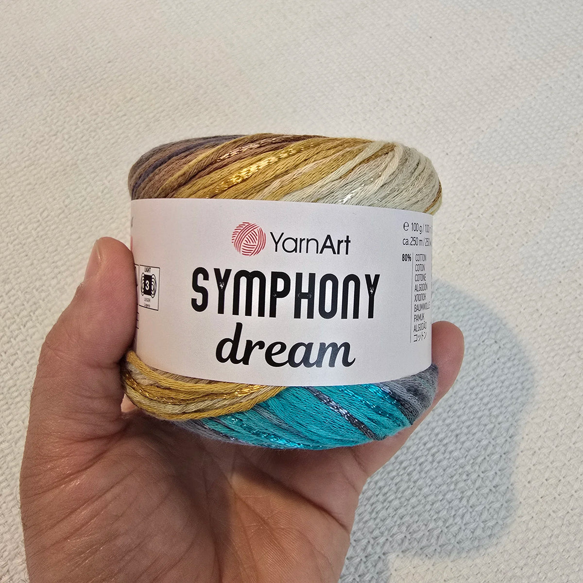 Symphony Dream de YarnArt – Ovillo Ligero Multicolor DK 100g – 80% Algodón 20% Viscosa - Color Bruma