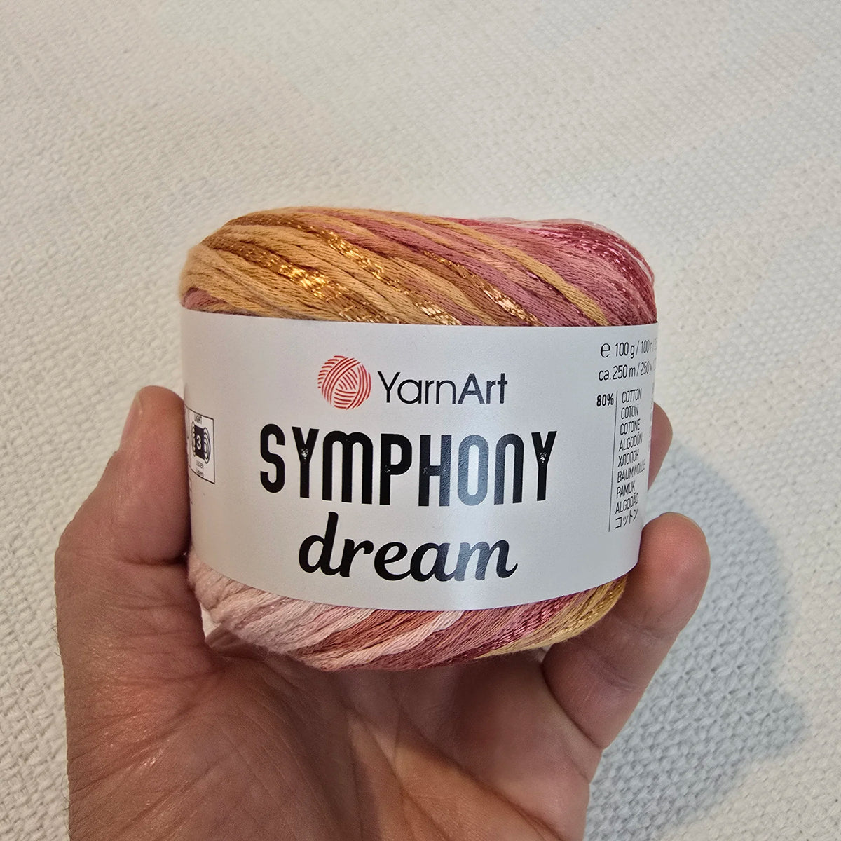 Symphony Dream de YarnArt – Ovillo Ligero Multicolor DK 100g – 80% Algodón 20% Viscosa - Color Coral
