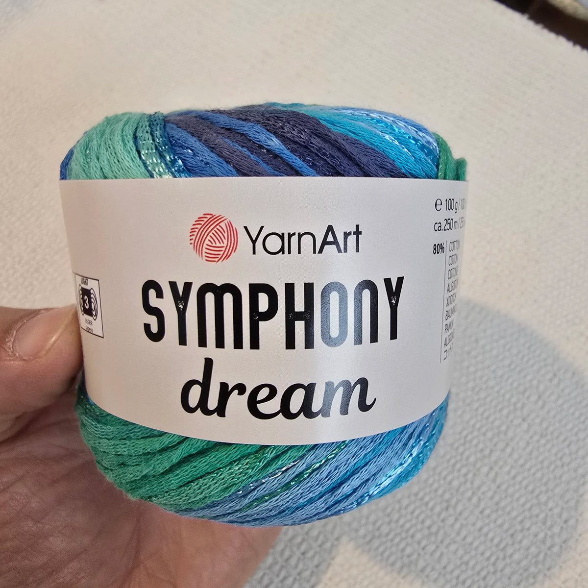 Symphony Dream de YarnArt – Ovillo Ligero Multicolor DK 100g – 80% Algodón 20% Viscosa - Color Turquesa