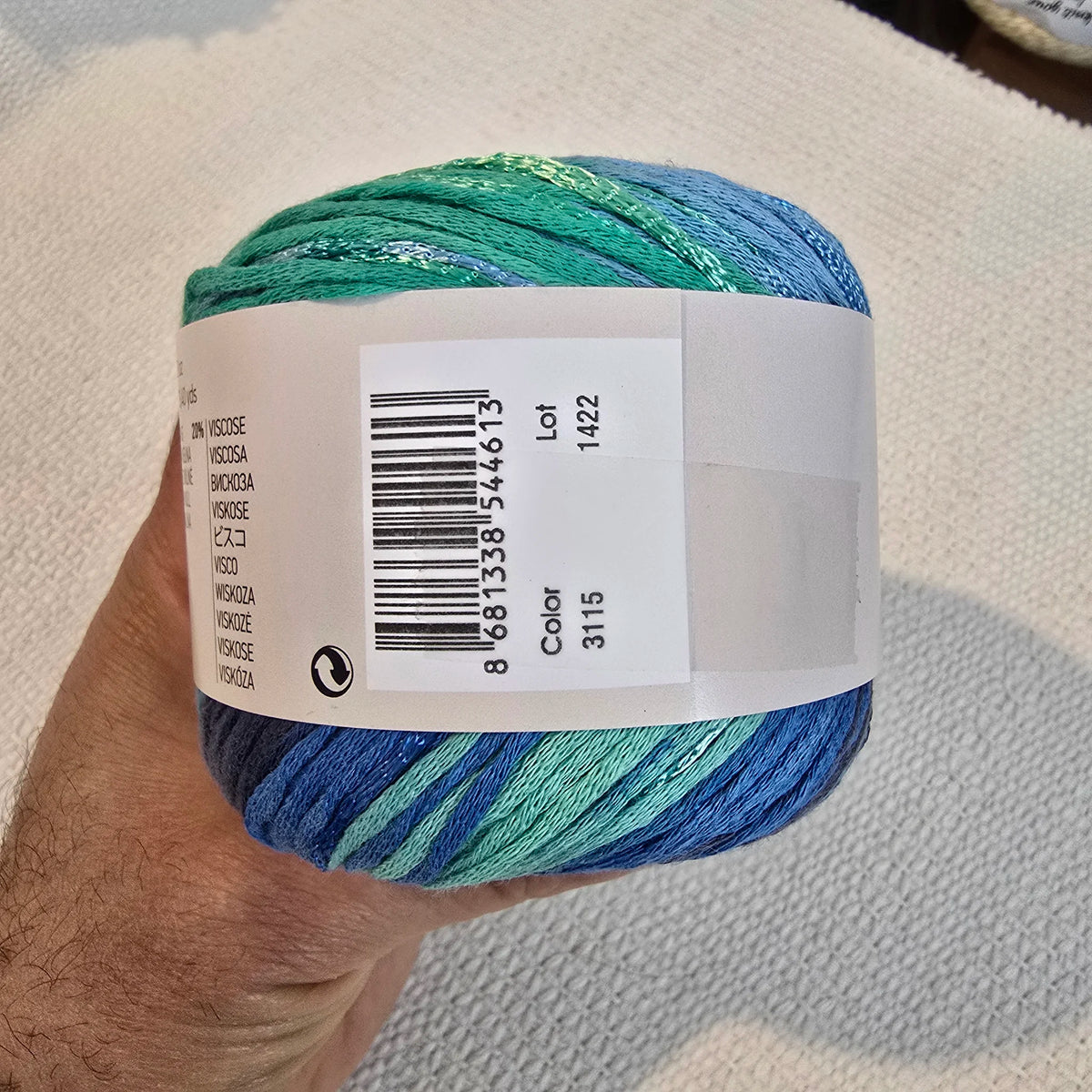 Symphony Dream de YarnArt – Ovillo Ligero Multicolor DK 100g – 80% Algodón 20% Viscosa - Color Turquesa