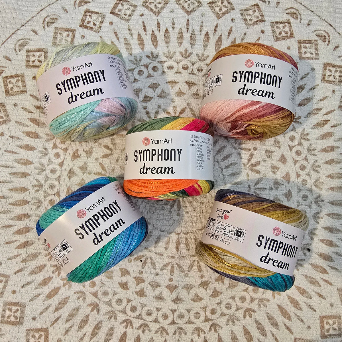 Symphony Dream de YarnArt – Ovillo Ligero Multicolor DK 100g – 80% Algodón 20% Viscosa