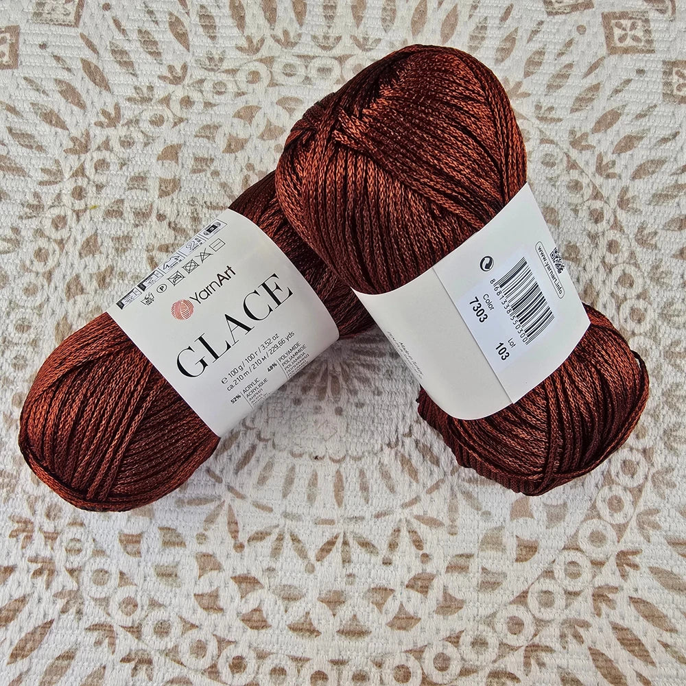 Lana Glace de YarnArt color vino burdeos 7303, ovillo real